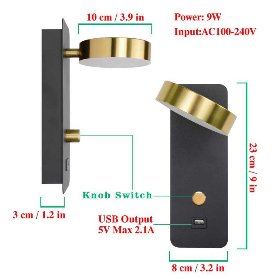 Indoor LED Wall Lamps DC5V USB Charge 110V 220V Dimming Wall Light Bedroom Stair Study Livingroom Wall SconceXJ250526