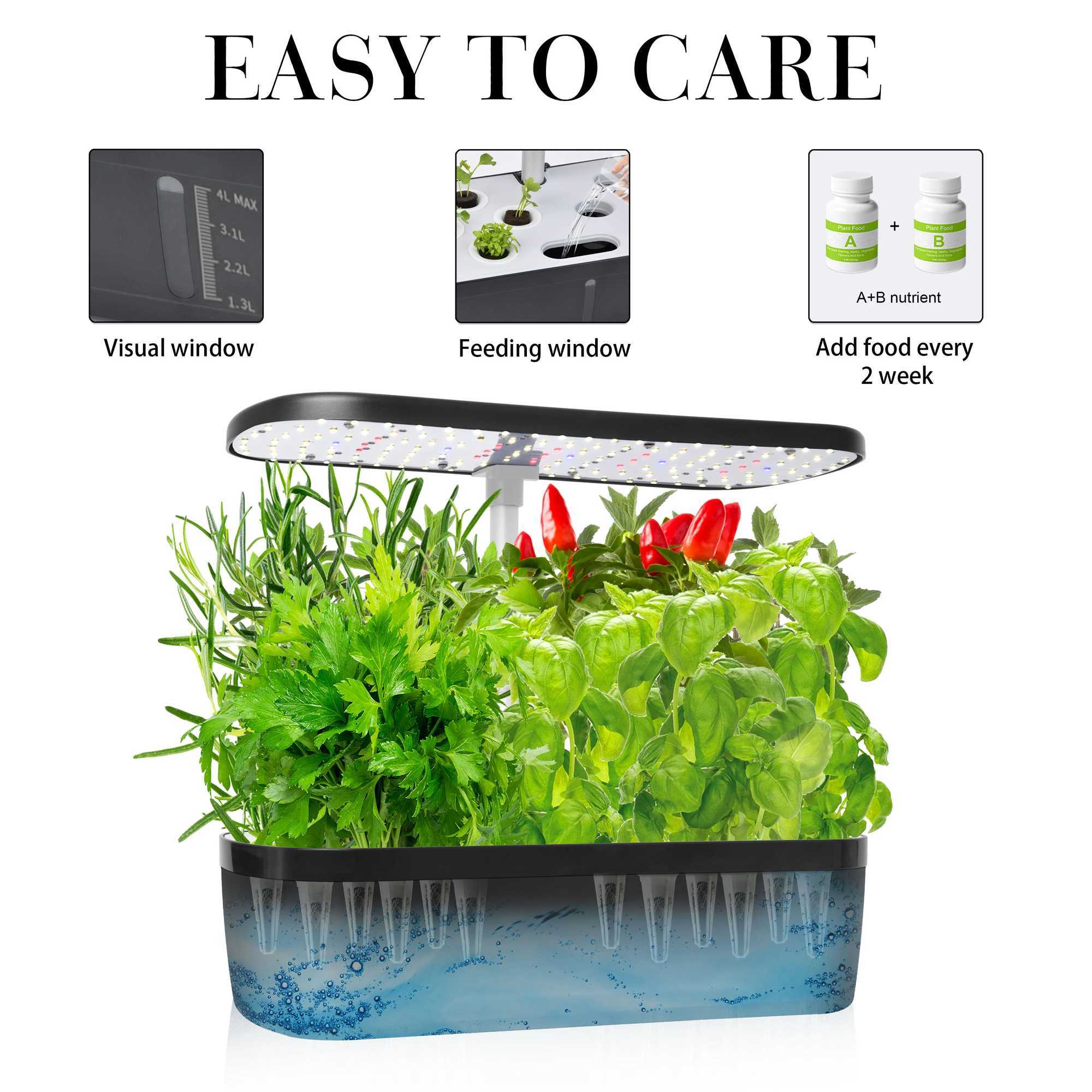 12 Pods Hydroponics Growing System Herb Garden Kit Indoor Adjustable Height with Automatic Timer 20-Watt LED Grow LightXJ250526
