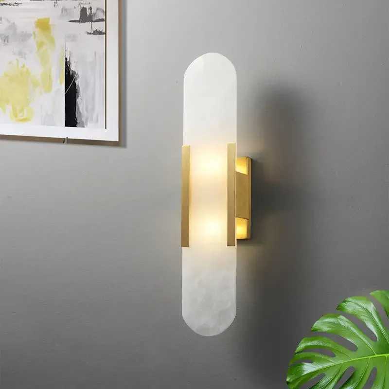 Nordic postmodern marble wall lamp for living room TV background bedroom study bedside wall lamp creative light luxury wall lampXJ250526