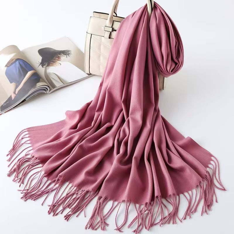T811 new gold label light thorn wool pure color cashmere scarf monochrome men and women neck shawl
