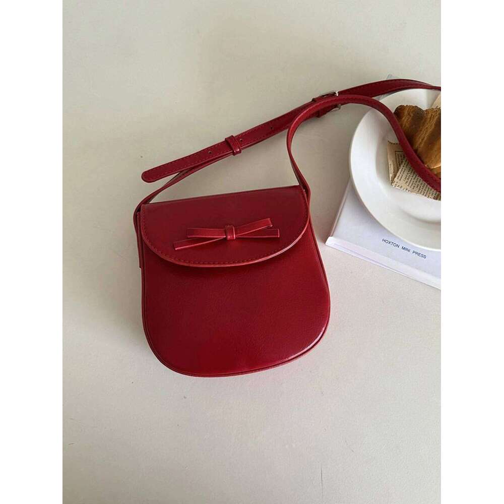 Women's Bags Designer Korean Women's Spring And Summer Bags High-Grade Red Niche Popular Cross-Body Fashion Bow Saddle Bag