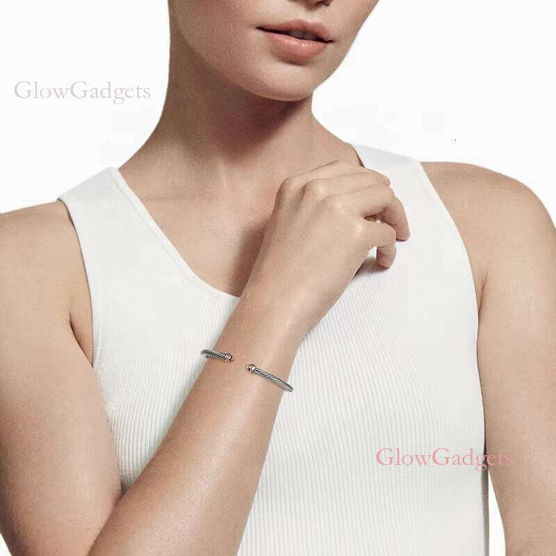 Brand Designer Sterling Sier Pink Morganite Twisted Helix Classic Cable Bracelet for Women Rhodium Plated Bangles