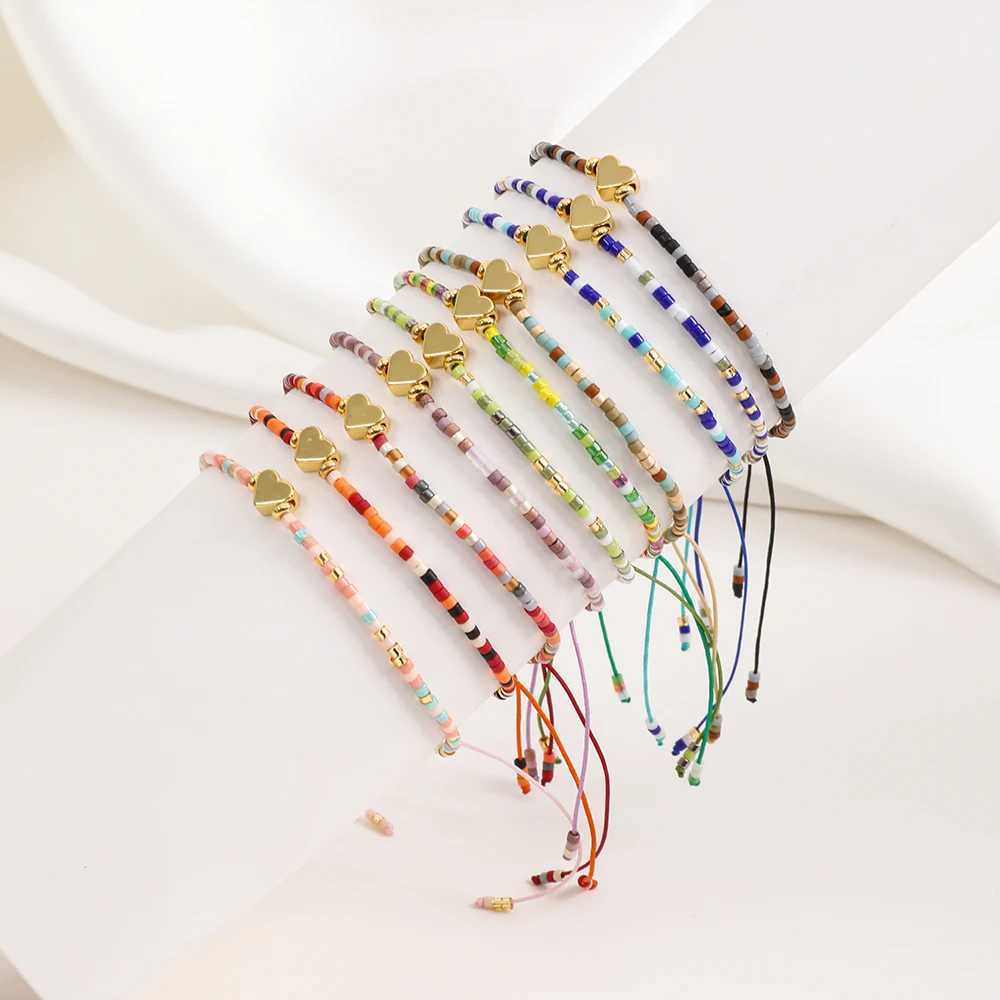 Minimalist Miyuki Bead Jewelry Dainty Heart Bracelets For Women Multicolor Colorful Boho Fashion Love Charm Friendship W250526