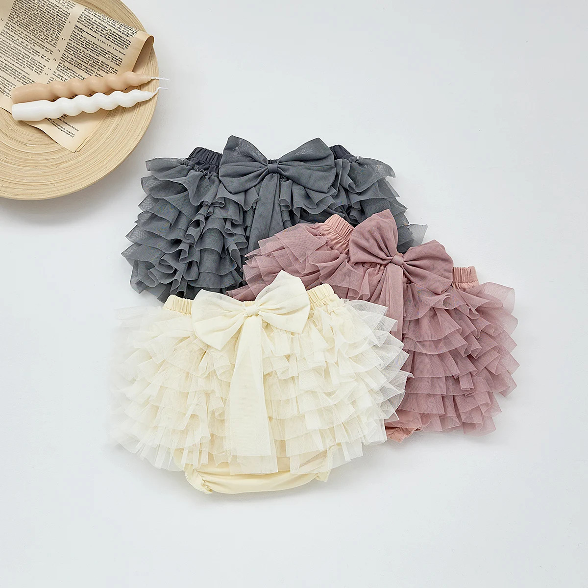 Summer girls shorts tulle bow baby triangle 250527