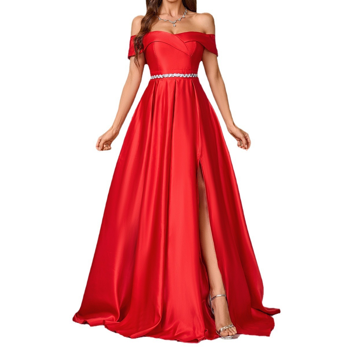 Summer New Solid Color Elegant Dress Wedding Toast Dress Evening Dress