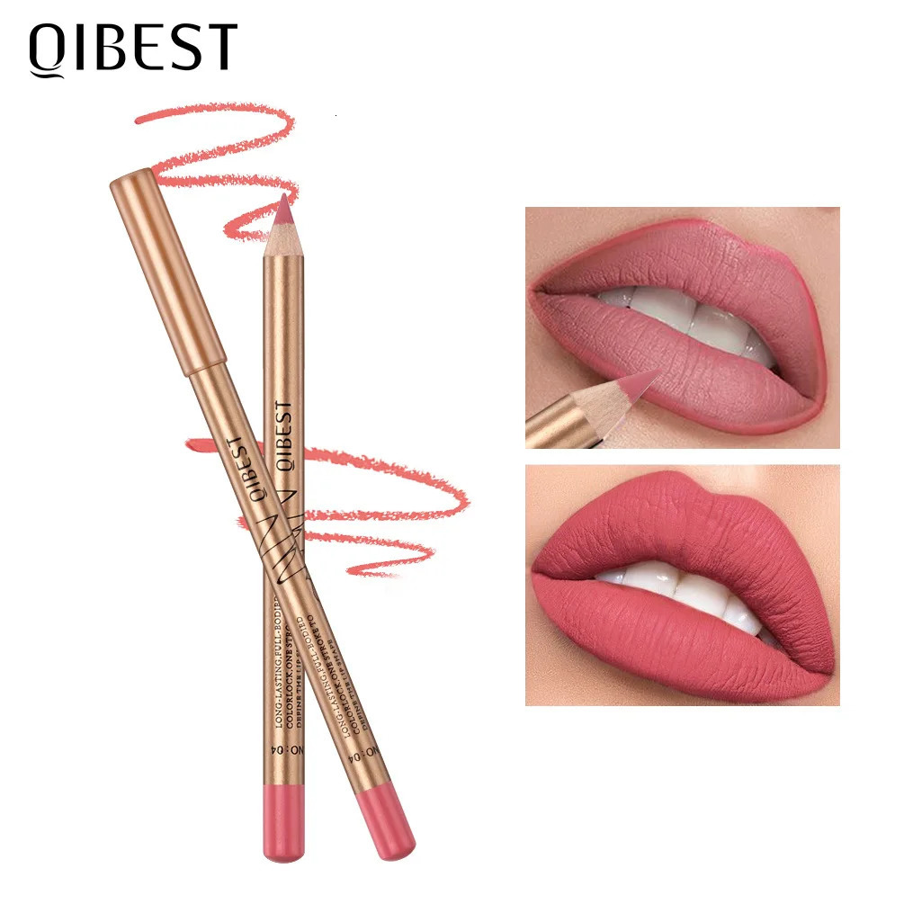 QI 12 colors matte lip liner set colorful not easy to smudge long-lasting non-stick cup matte gold tube lip liner 250527