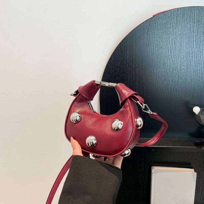 Women's Bags Designer Satchel Rivet Small Dumpling Purse Personalized Mini Handbag Ladies Fashion Shoulder Bags Solid Color Crossbody Bag