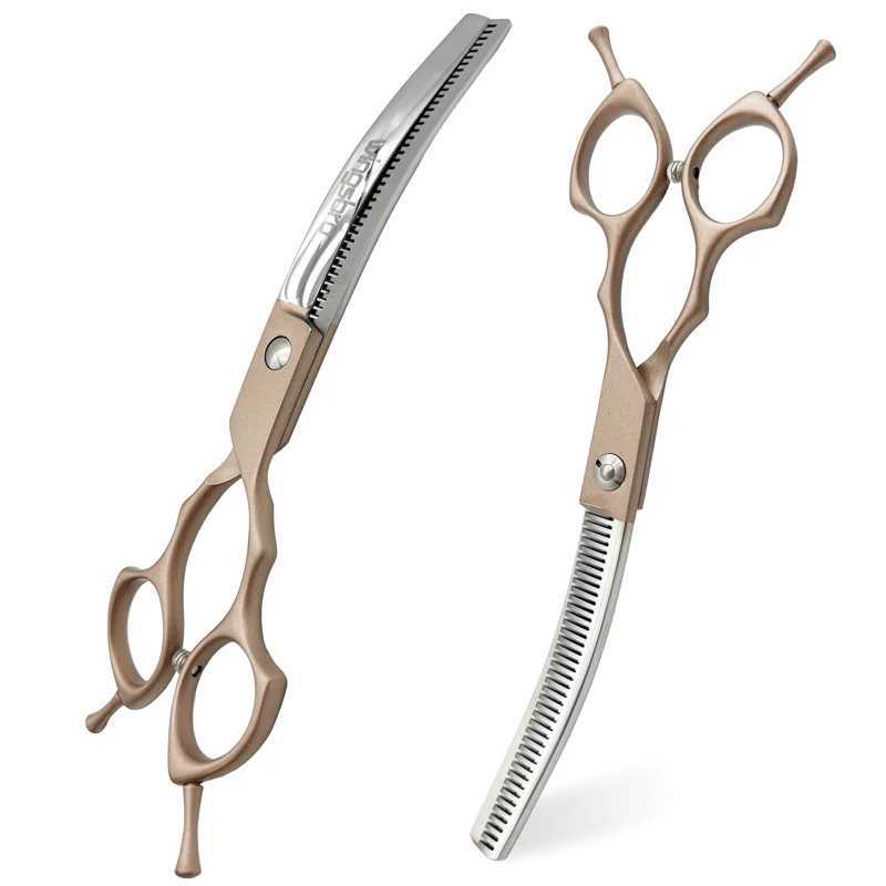 7Professional Dog Grooming Scissors Pet Curved Thinning ShearsCurved Chunkers Shears Dog Grooming Supply R250527