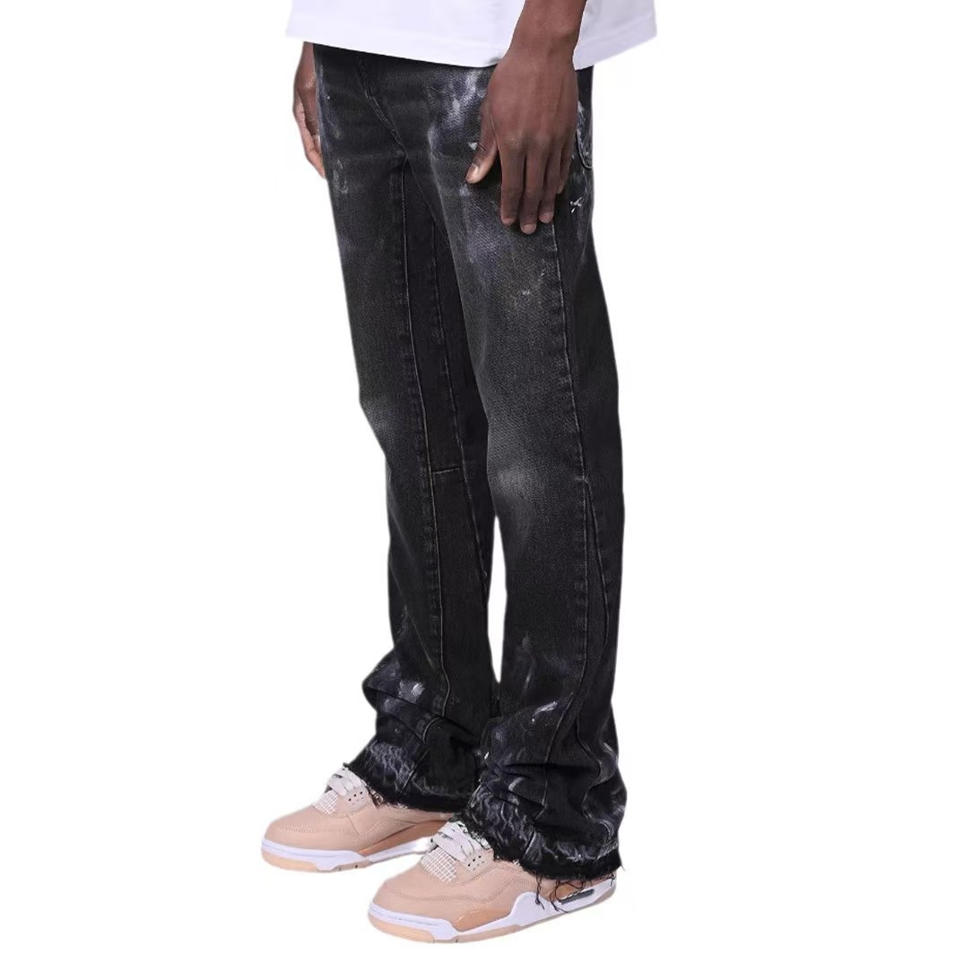 2025 new mens straight leg jeans European American street fashion ins hot selling stretch jeans