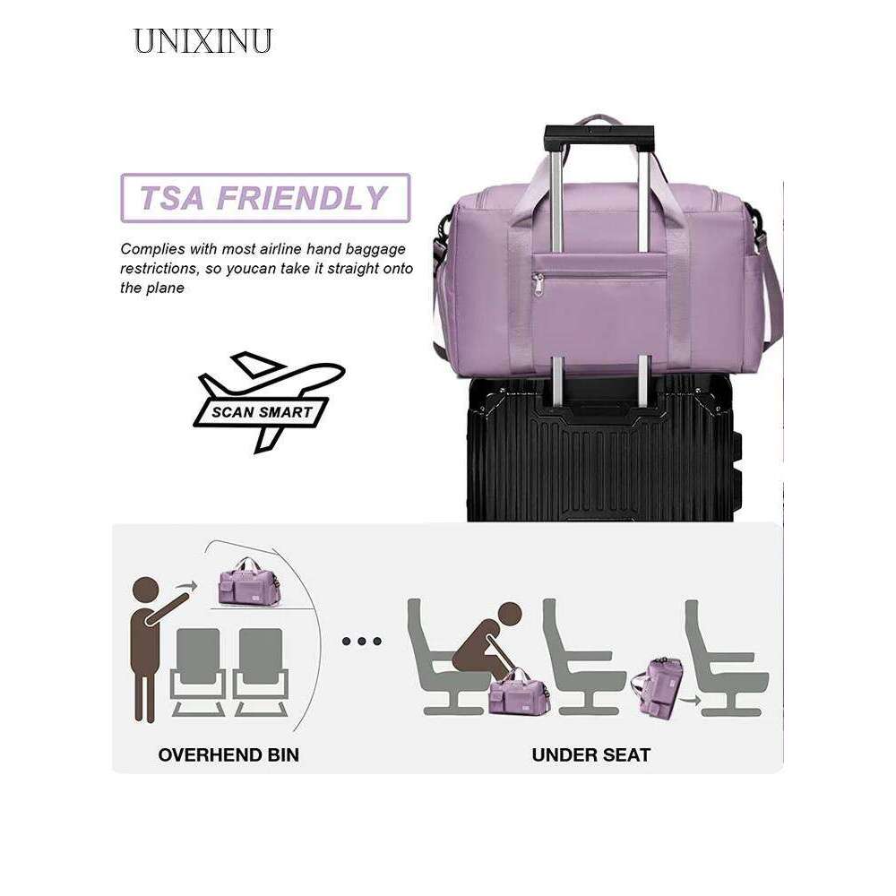 UNIXINU Carry On Travel Bag Large Capacity Weekender Overnight Duffle with Shoe Compartment Sports Fiess Bags for Women