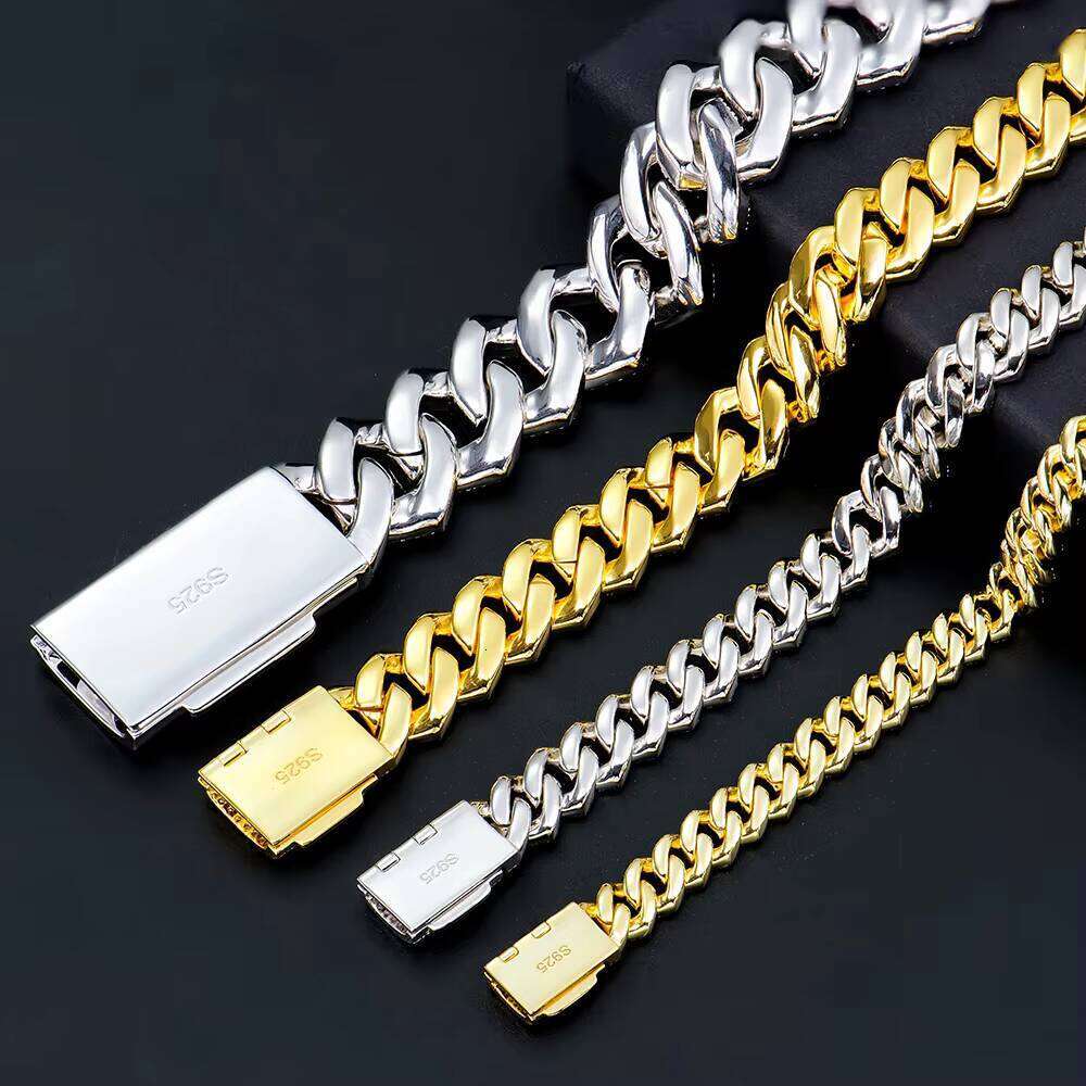 VVS1 Cubic Zirconia Cuban Chain Bracelet, with 10mm Two Rows Pass Tester Iced Out Hip-Hop Style