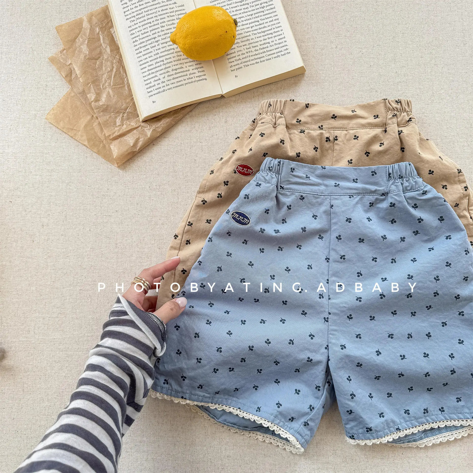 Girls Casual Shorts 06 Years Summer Blue Children Lace Kids Loose Fashion Baby Clothes Cotton Clothing 250527