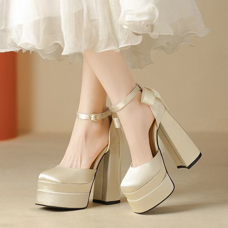 Women's Sexy Summer Sandals Platform Close toe High Heels Pumps Red Black White Party Dance Shoes Female Large Size ad93