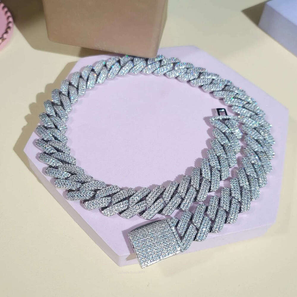 necklace cuban link bracelet rose gold 20mm Width 3 Row hop hip jewelry iced Out moissanite chain designer gift jewelery chains