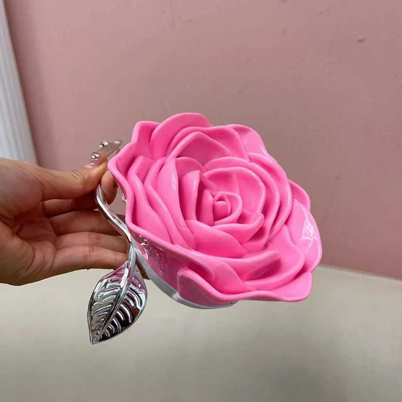 fashion rose Acrylic clutch bag for women designer flower box shoulder crossbody bags luxury evening party purses Valentines Day W250527