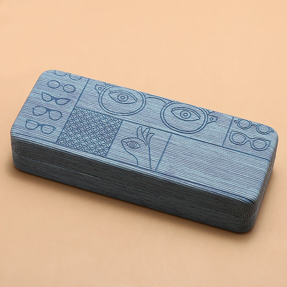 1pc Geometric Pattern Glasses Case Portable Stylish Square Eyewear Holder with Embossed s for Men's Fashion Accessories 250523