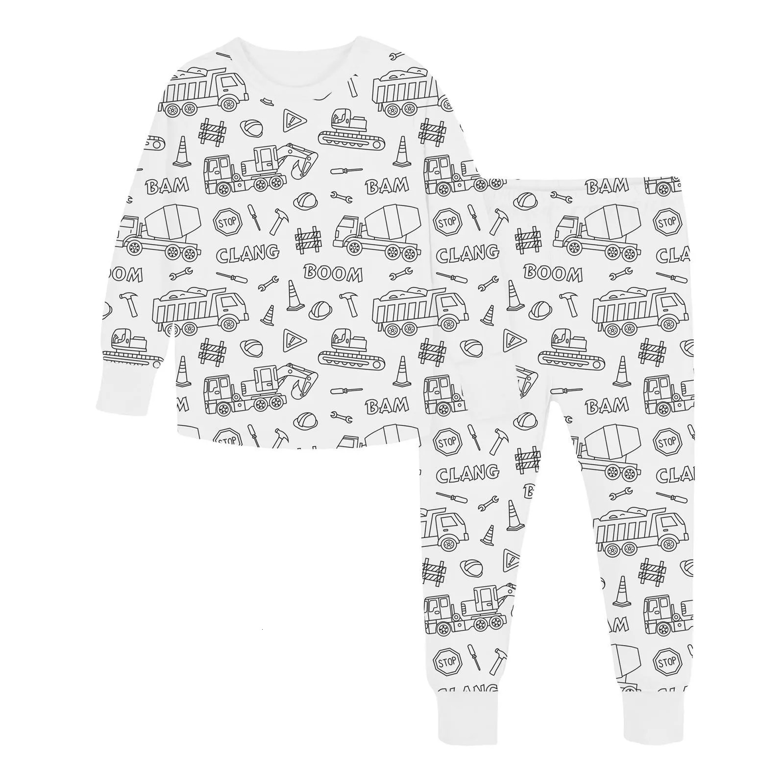 Toddler Girl Winter Clothes Kid DIY Hand Painted Homewear Set Coloring Pajama Sets For Boy And for Little Girls 250527