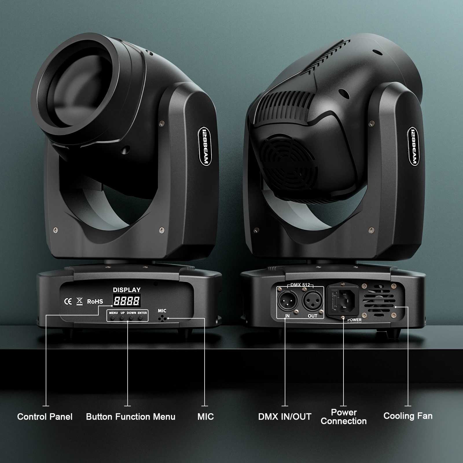 Yiflamefly 230W LED Moving Head RGBW Stage Lights With Strip Lights 18 Channels DMX 512 Voice Activation for DJ Wedding Disco XJ250527