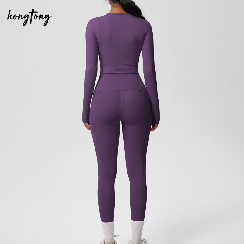 Workout sets woman elastic skinny long sleeve pants yoga set bodybuilding gym clothes outdoor running breathable moisture wicking quick dry active wea