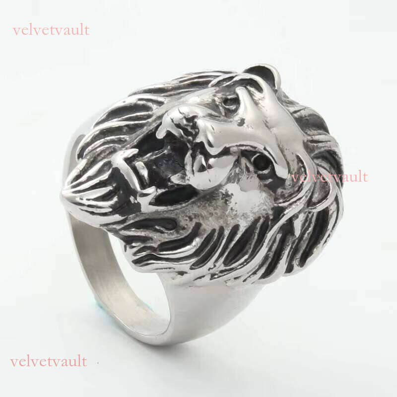 Sier lion Head Stainless Steel Custom Ring Men's Jewelry Gift Wholesale