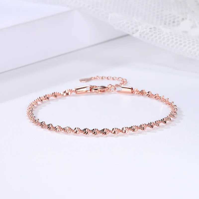 Bracelet For Women Smooth Exquisite Trendy Spiral Wave Twisted Grain Rose Gold Color Silver Color Fashion Jewelry Gift KBH064 W250526