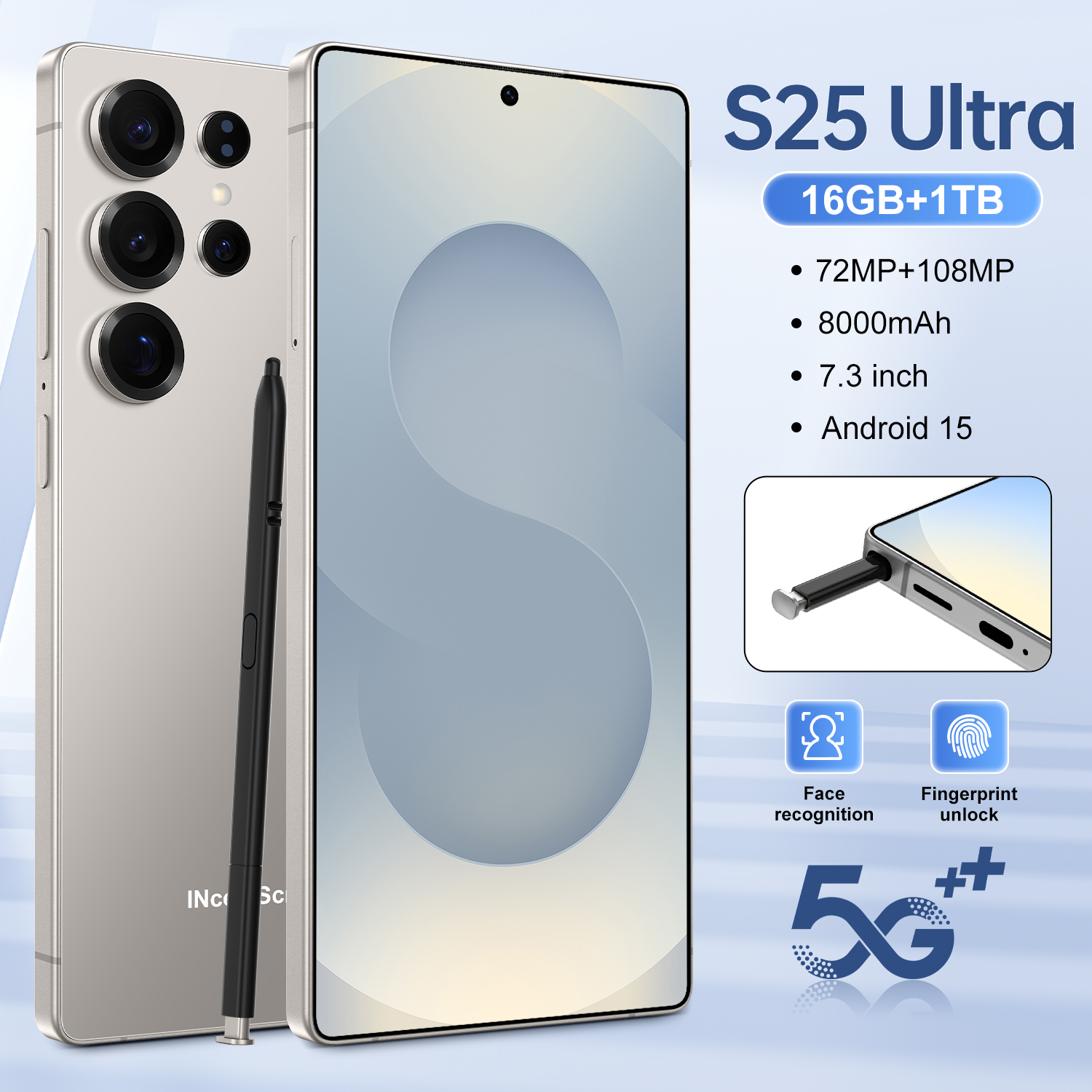 S24 S25 ultra phone 5G Cellphones Gaming phone 16GB+1TB smartphone unlock touch screen 108MP high-definition camera fingerprint unlock facial recognit