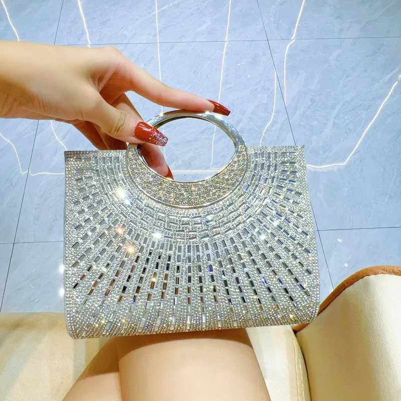 New High Luxury Design Bling Evening Handbags Delicate Ladies Elegant Fashion Clutches Small Diamond Shiny Purse Shoulder Bag W250527