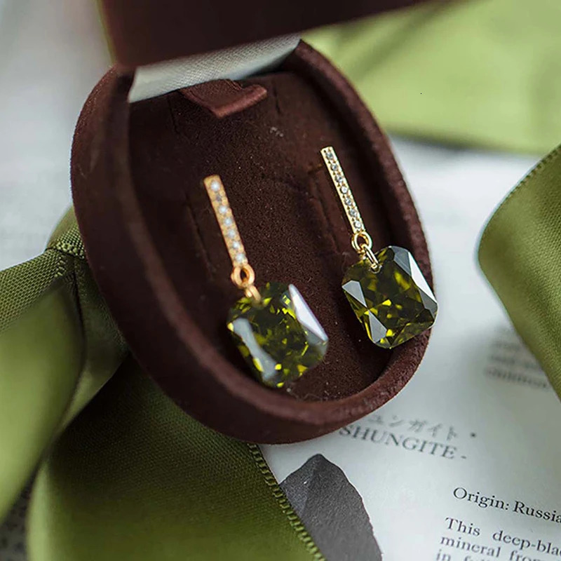 KNB Simple Olive Green Stud Earrings for Women Real 925 Sterling Silver Original Vintage Earring High Quality Party Fine Jewelry 250519