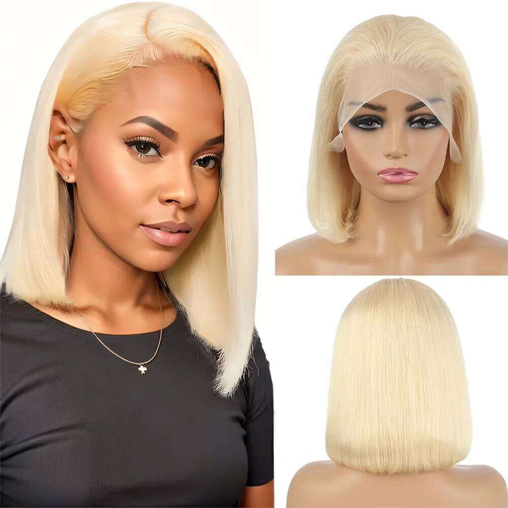 Blonde Human 613 Lace 5x5 13x6 HD Transparent lace Front Bob Wig Pre Plucked With Baby Hair for Women