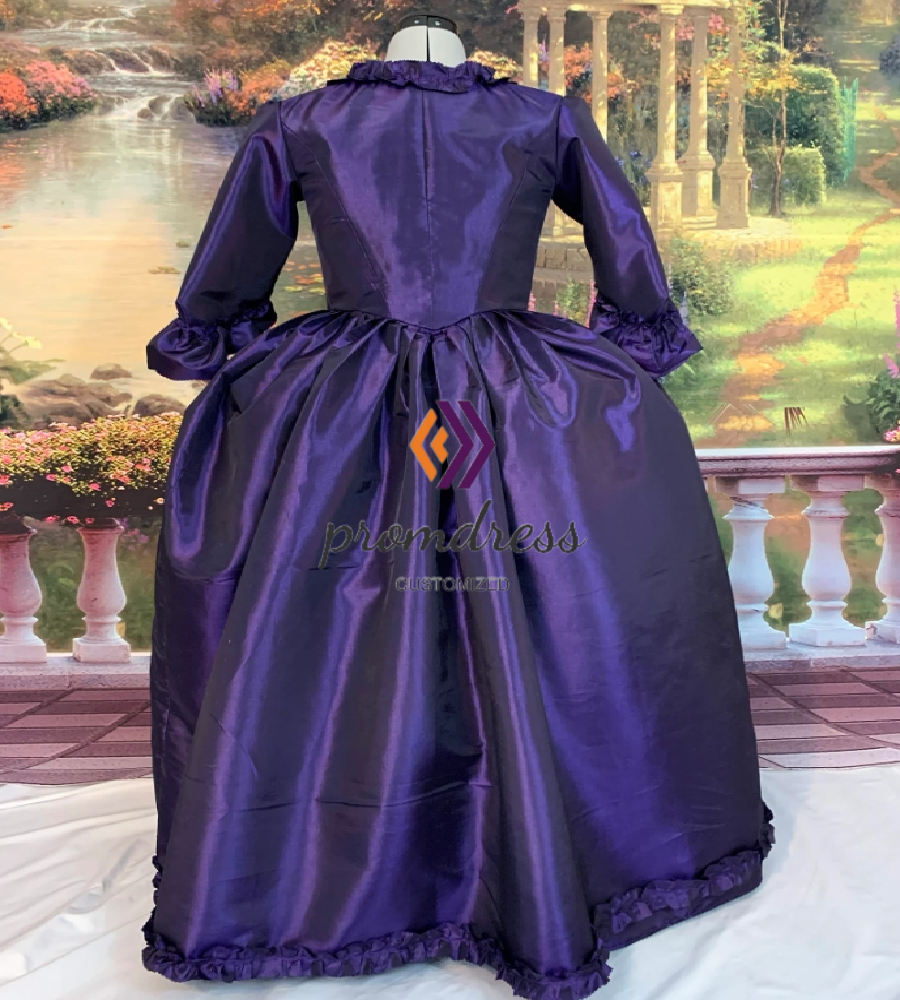 Victorian Bustle Duchess Purple Prom Dress With Sleeves 1859s Rococo Evening Dress Costume Historical Reenactment Robe de cour Vestio De Fiesta 2025