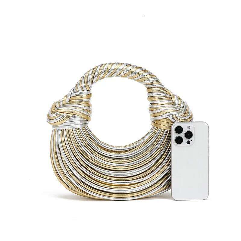 Women's Bags Designer New Gold/Sier Handwoven Rope Knotted Hobo Bag Designer Evening Clutch Shoulder Purse For Women Fashion