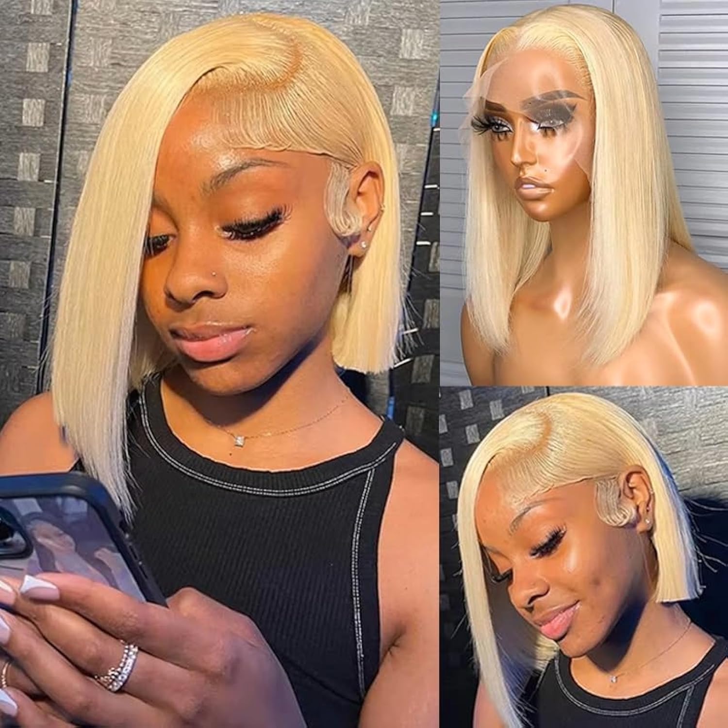 10inch Piano Brown Wigs Short Bob Look Like Human Hair Wig For Women Brazilian Colored Lace Front bob Wig Glueless Highlight Lace Frontal Wig Prepluck