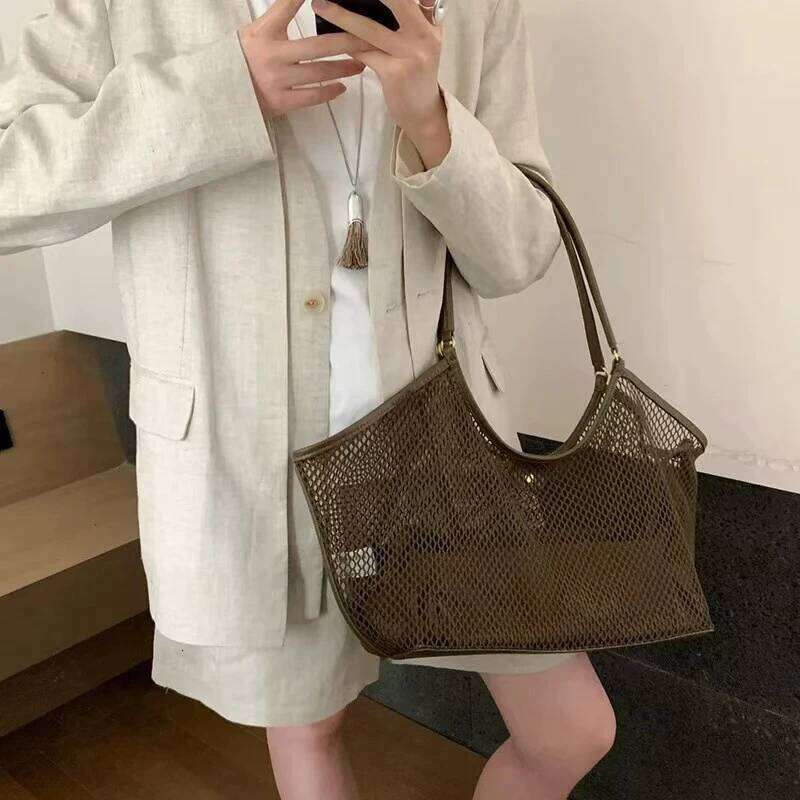 Women's Bags Designer Women Large Capacity Woven Mesh Travel Shoulder Casual Shopper Totes Beach Storage Tote Ladies Handbag Net Bag