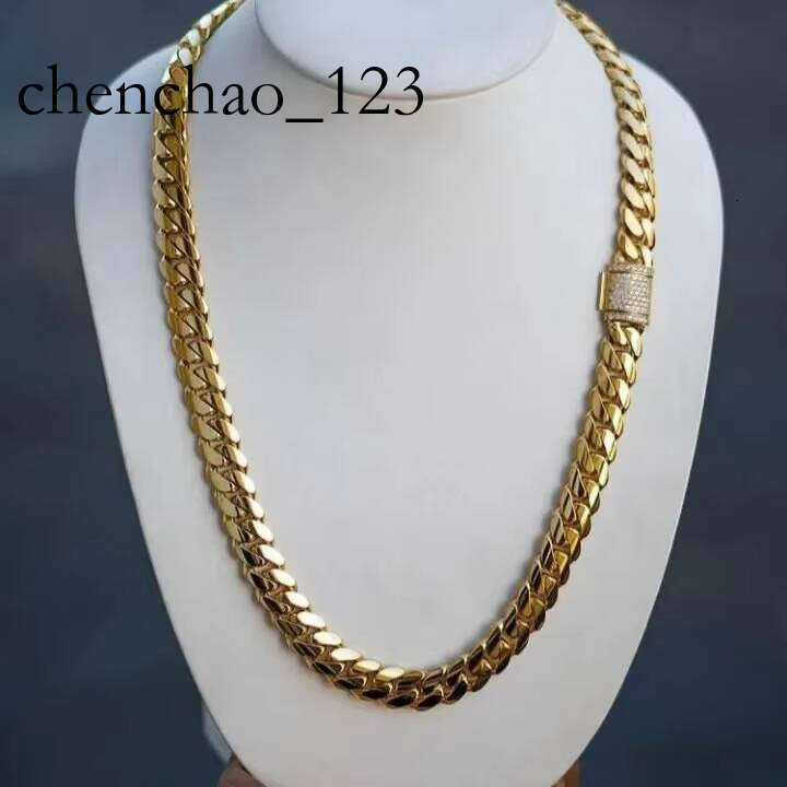 Gold Plated Moissanite Dia Clasp Plain Hip Hop Solid Sterling Sier Cuban Chain for Men/Women