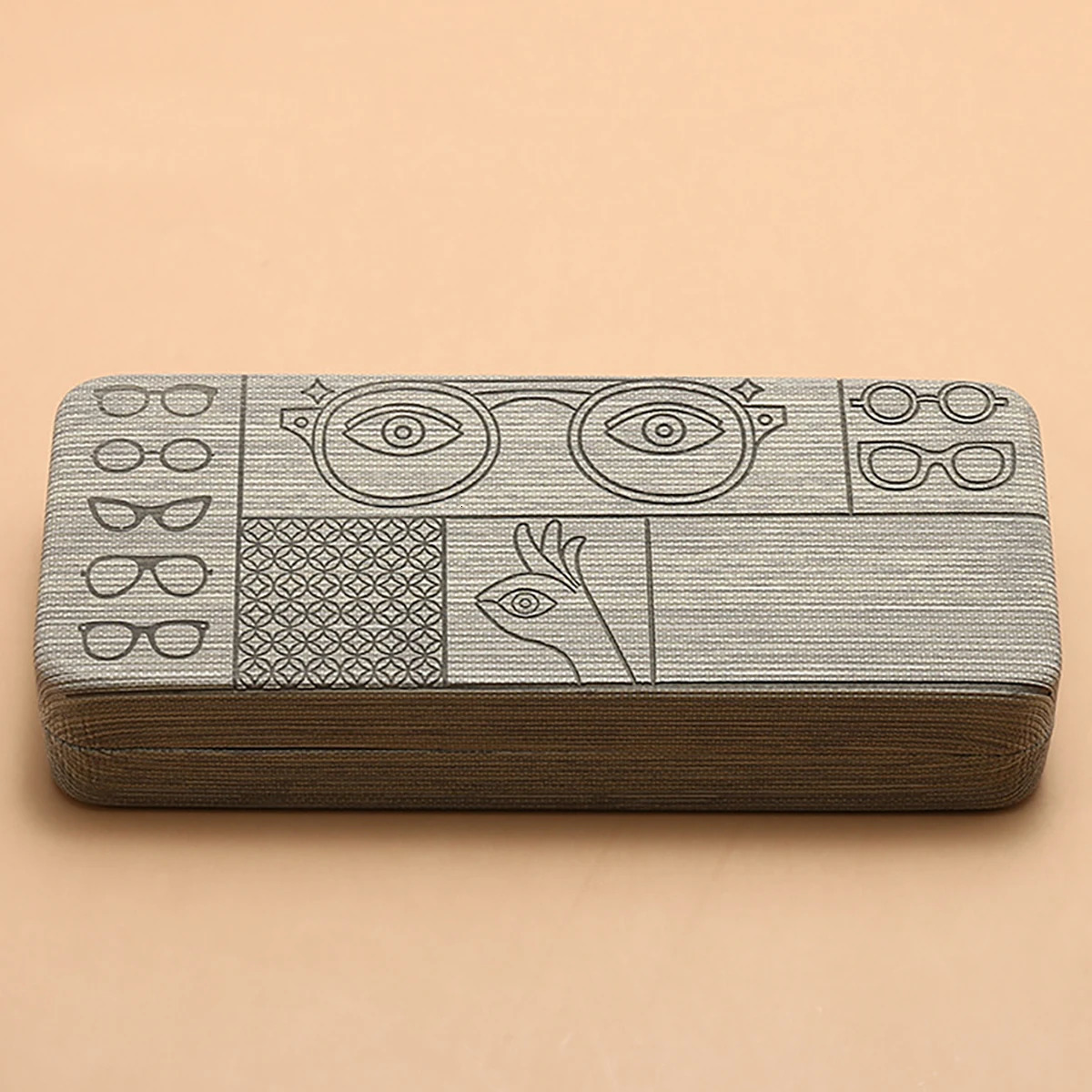 1pc Geometric Pattern Glasses Case Portable Stylish Square Eyewear Holder with Embossed s for Men's Fashion Accessories 250523