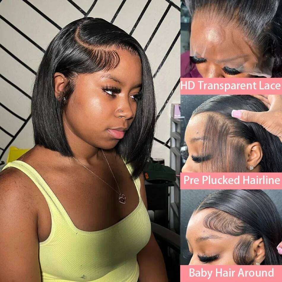 Bone Straight 13x6 HD Front Bob Wig Human 14x4 Transparent Lace Frontal Raw Hair Wigs 14 16 Inch Brazilian For Women
