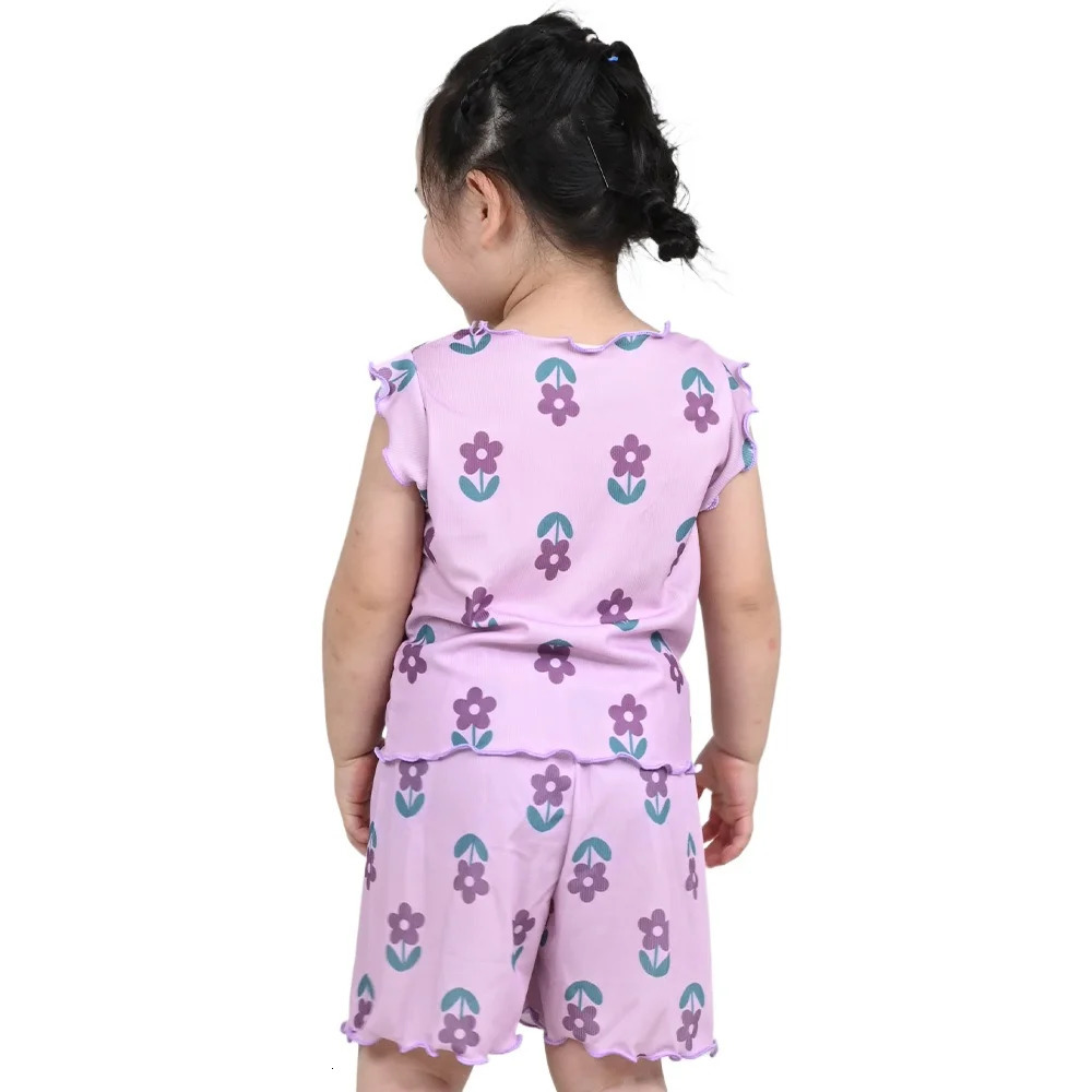 Summer Pajama Baby Girl Clothes Shortsleeved suit for Girls Cute Childrens Set Floral Sleeping Pajamas Casual 250527