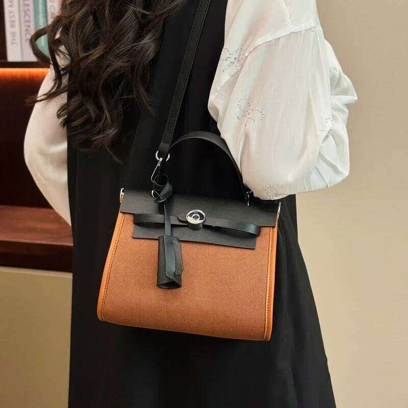 Classic Vintage Crossbody Bag - Solid Color Tote For Women With Paris Designer Letter & Shopper Charm
