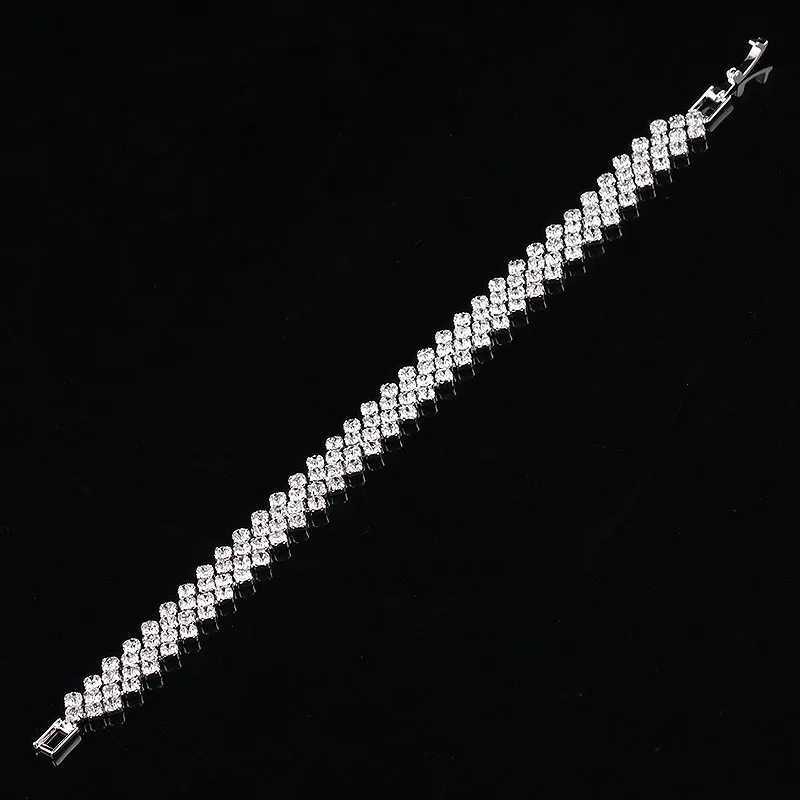 TREAZY Elegant Silver Color Crystal Bracelets for Women Waving Bridal Bracelets Bangles Wedding Engagement Jewelry Gift W250526