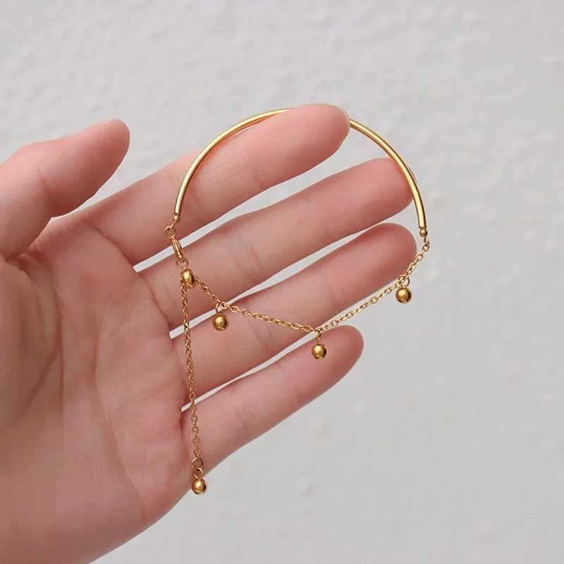 Ramos Stainless Steel Elegant Delicate Simple Semicircle Fringe Beaded Bracelet Ladies Jewelry Party Gift W250526