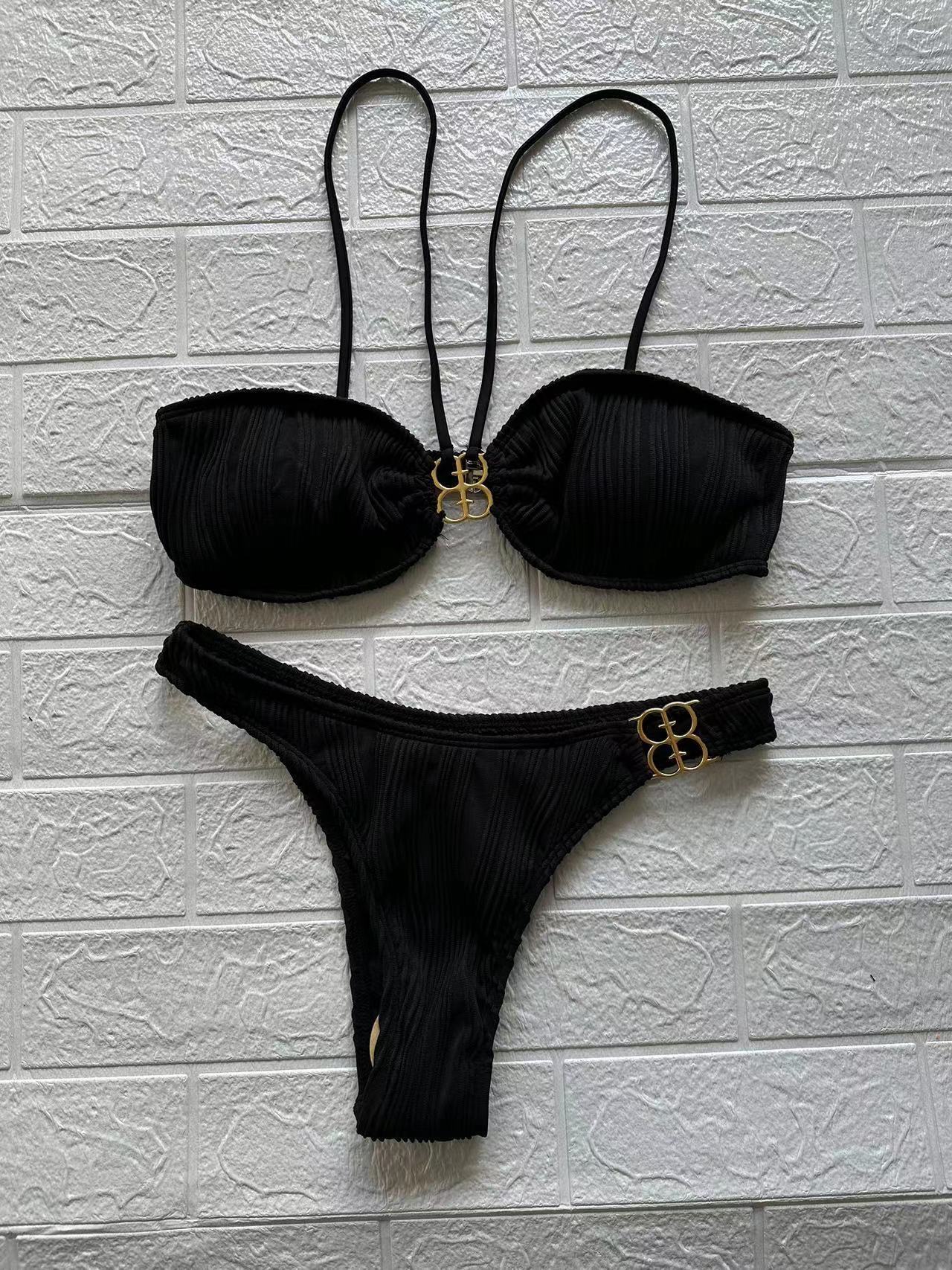 Free Shipping 2025 New Designer Shoes Thai Bikini Metal Sexy Multi-color Small Chest Ins Style Split Body Swimsuit Women's B-line Buckle