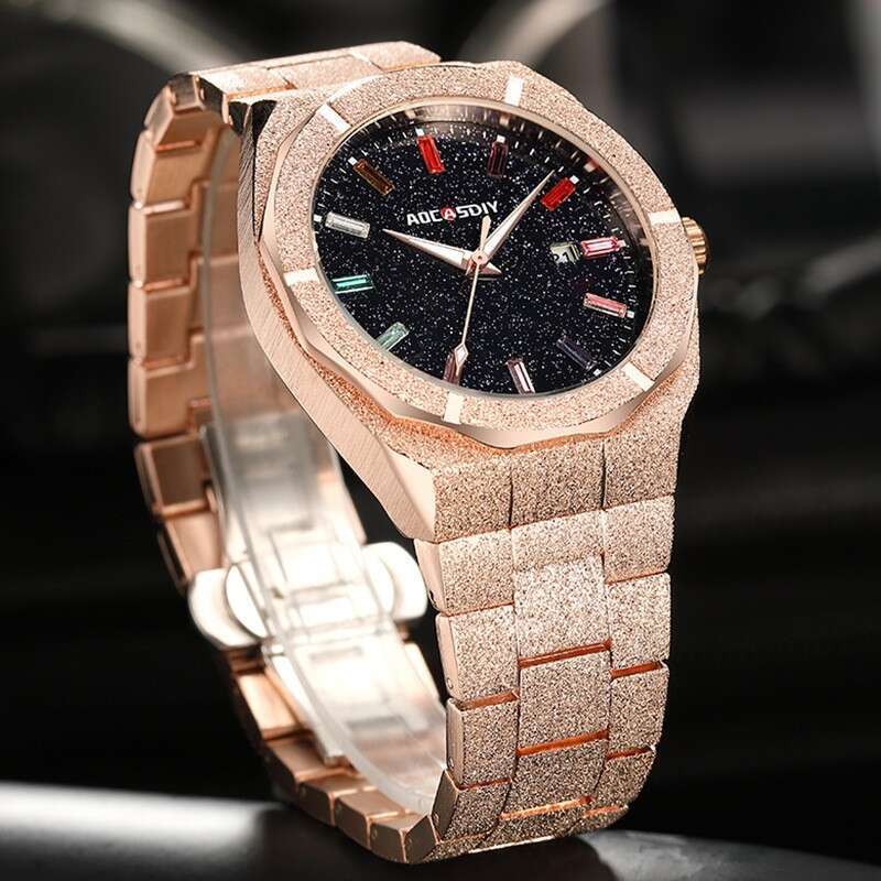 AOCASDIY Original Full Diamond Luxury Oak Tree Men's Watch with Genuine Luminous Waterproof Features