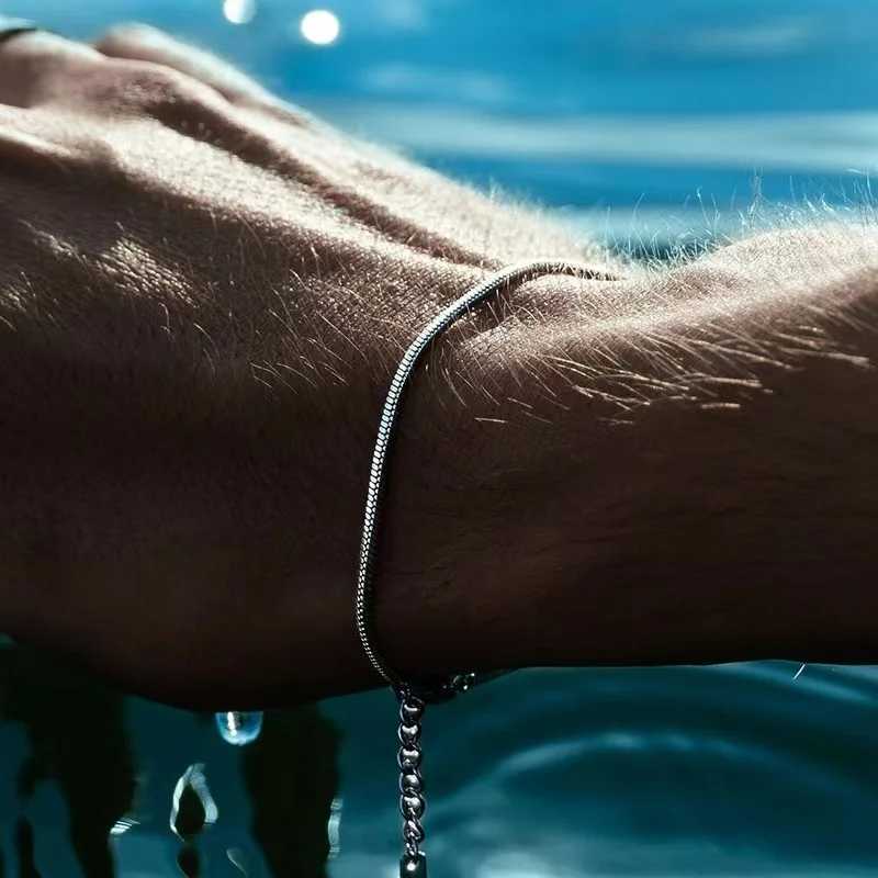 Simple MEN Stainless Steel Square Snake Bone Chain Bracelet Hip-Hop Jewelry Trendy Party Accessories Bracelet For Women W250526