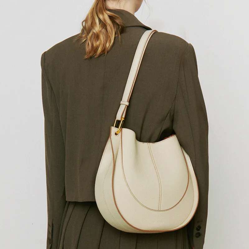 Free Shopping New 2025 Crossbody Small Commuter Design One-Shoulder Real Female Saddle Bag