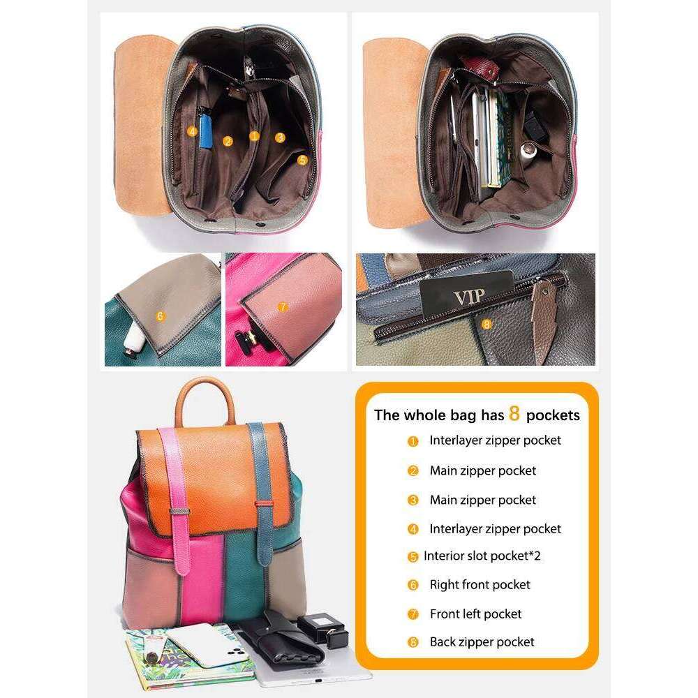 Zency Women's Stylish Genuine Leather Backpack Large Rucksack For Ladies Capacity Satchel New Shoulder Bags Knapsack