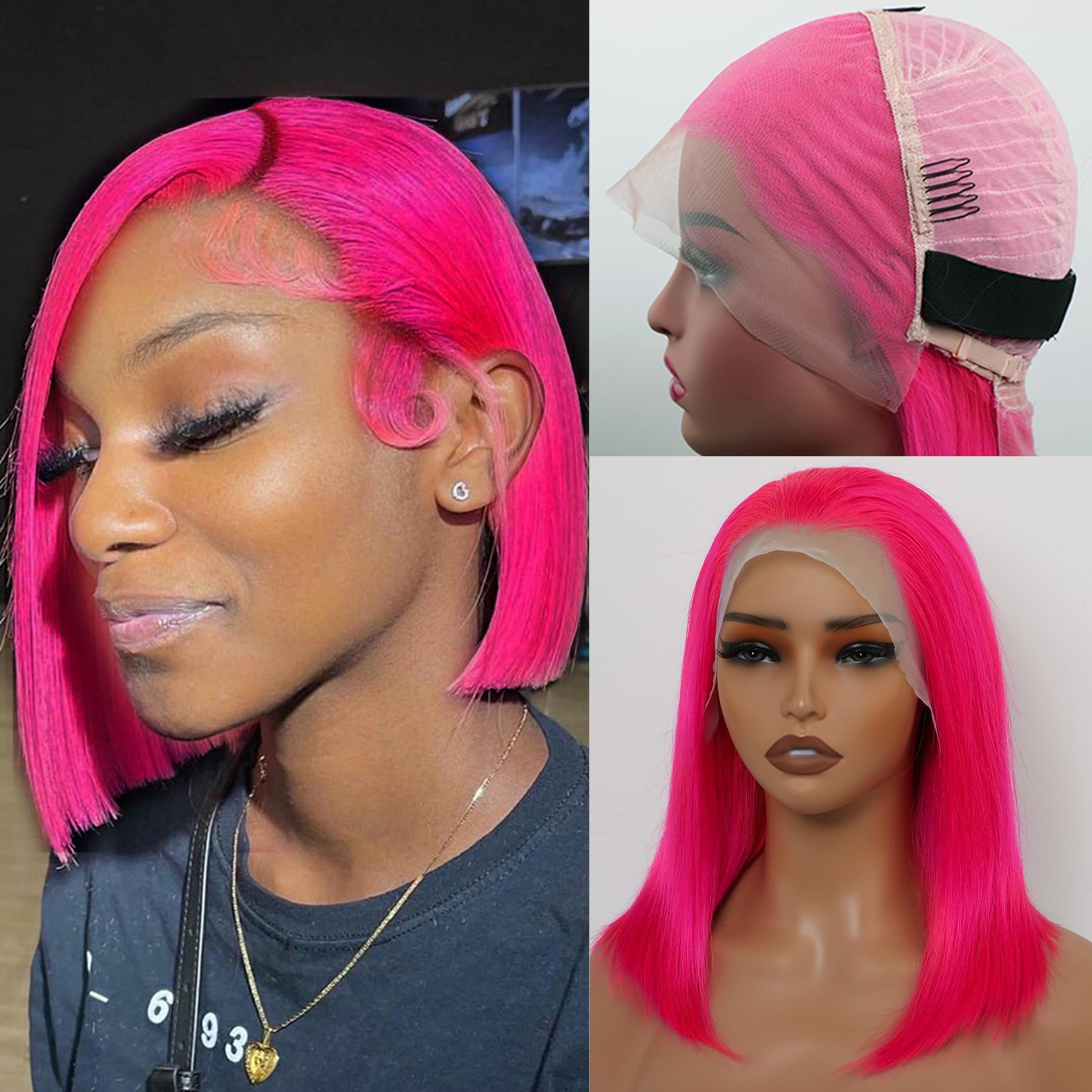 13x4 Straight Closure 8inch Simulation Human Hair Pixie Cut Peruvian For Women 180 Density Blonde Short Bob Transparent Lace Front Synthetic Wig