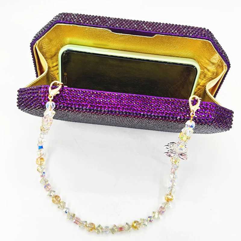 Luxury Ladies Clutch Evening Bag Handbag Crystal Chain Rhinestone Butterfly Chain Wedding Party Christmas Gift Golden Wallet W250527