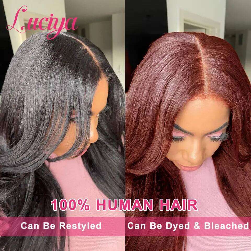 Kinky Straight Ready To Wear 13x4/13x6 HD Front Human Hair Yaki Frontal Wigs 5x5 Lace Closure Wigs