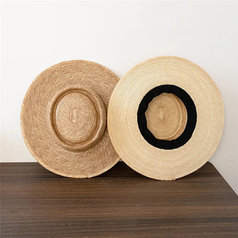 202503-HH5365A ins CHIC summer holiday Natural palm leaf woven grass solid fedoras cap men women panama jazz hat 250526