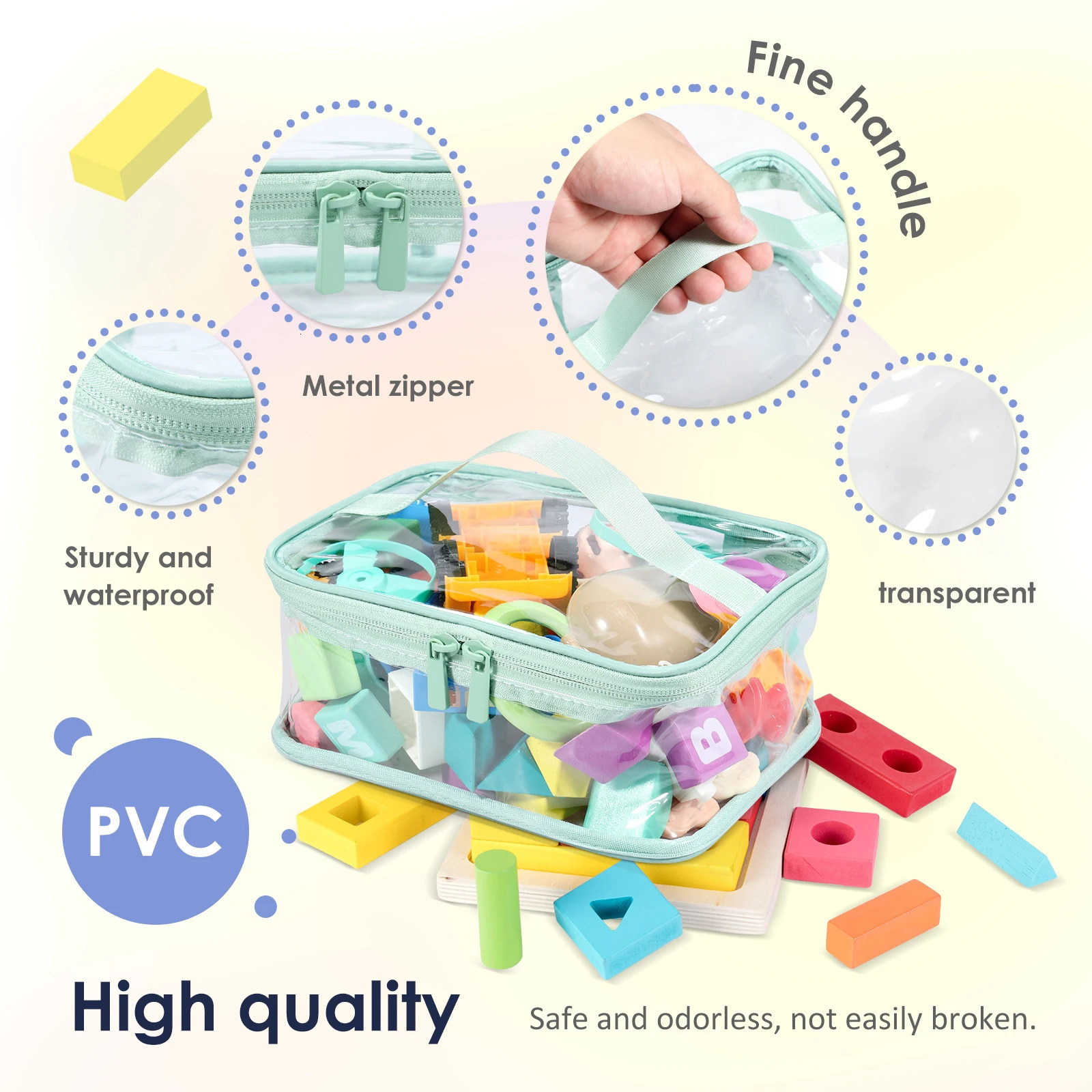 3/6 Pcs PVC Storage Bags with Zipper and Handle Clear Toy Organizing Bags Reusable Waterproof for Cosmetic Wash Toiletry Storage 250526